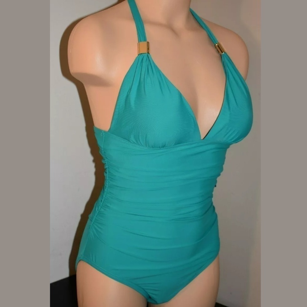 CALVIN Klein Halter One Piece Swimsuit - Picture 3 of 5